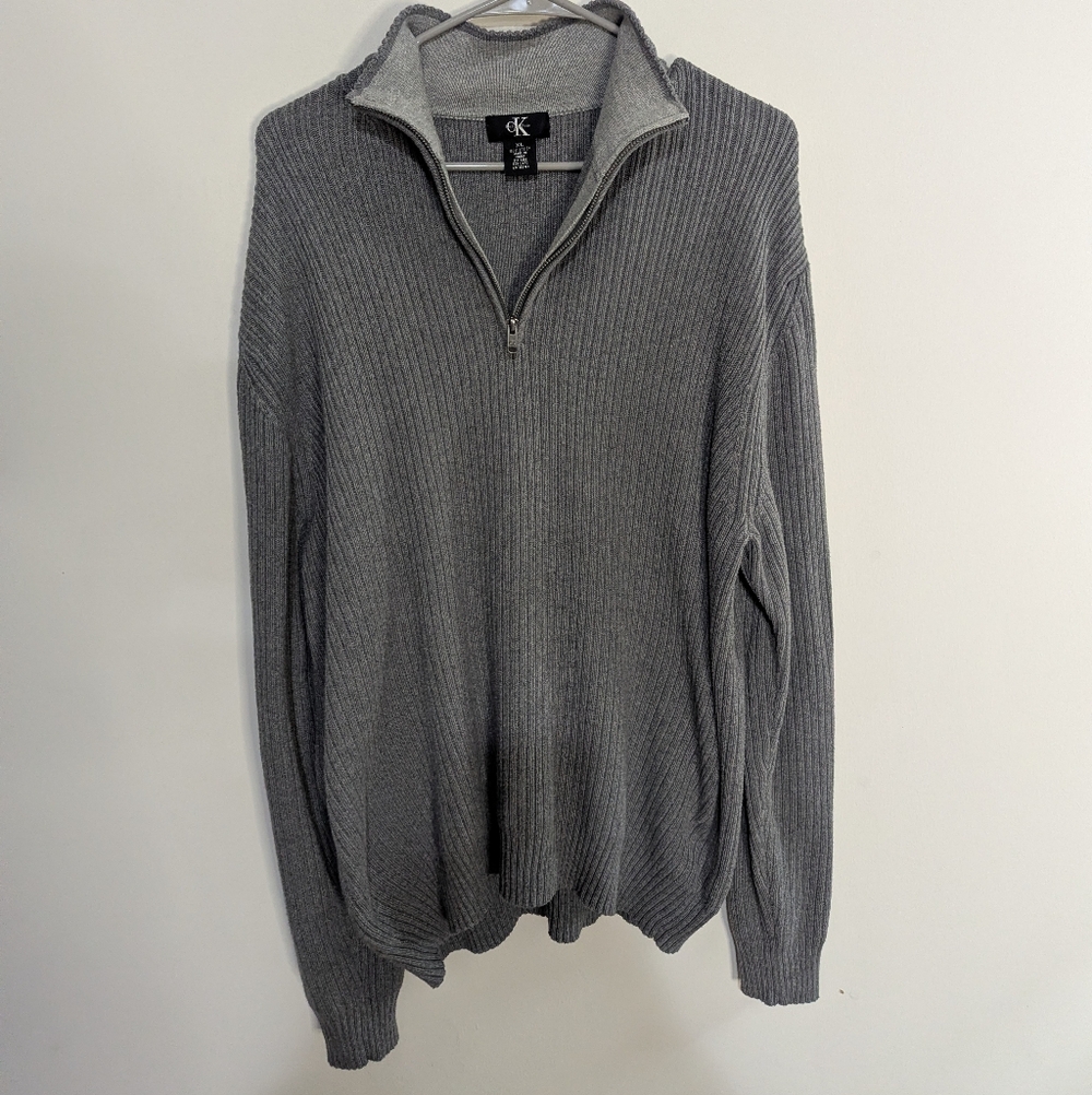 Calvin Klein's Men's XL 100% Cotton Thick Knit  Quarter Zip Sweater